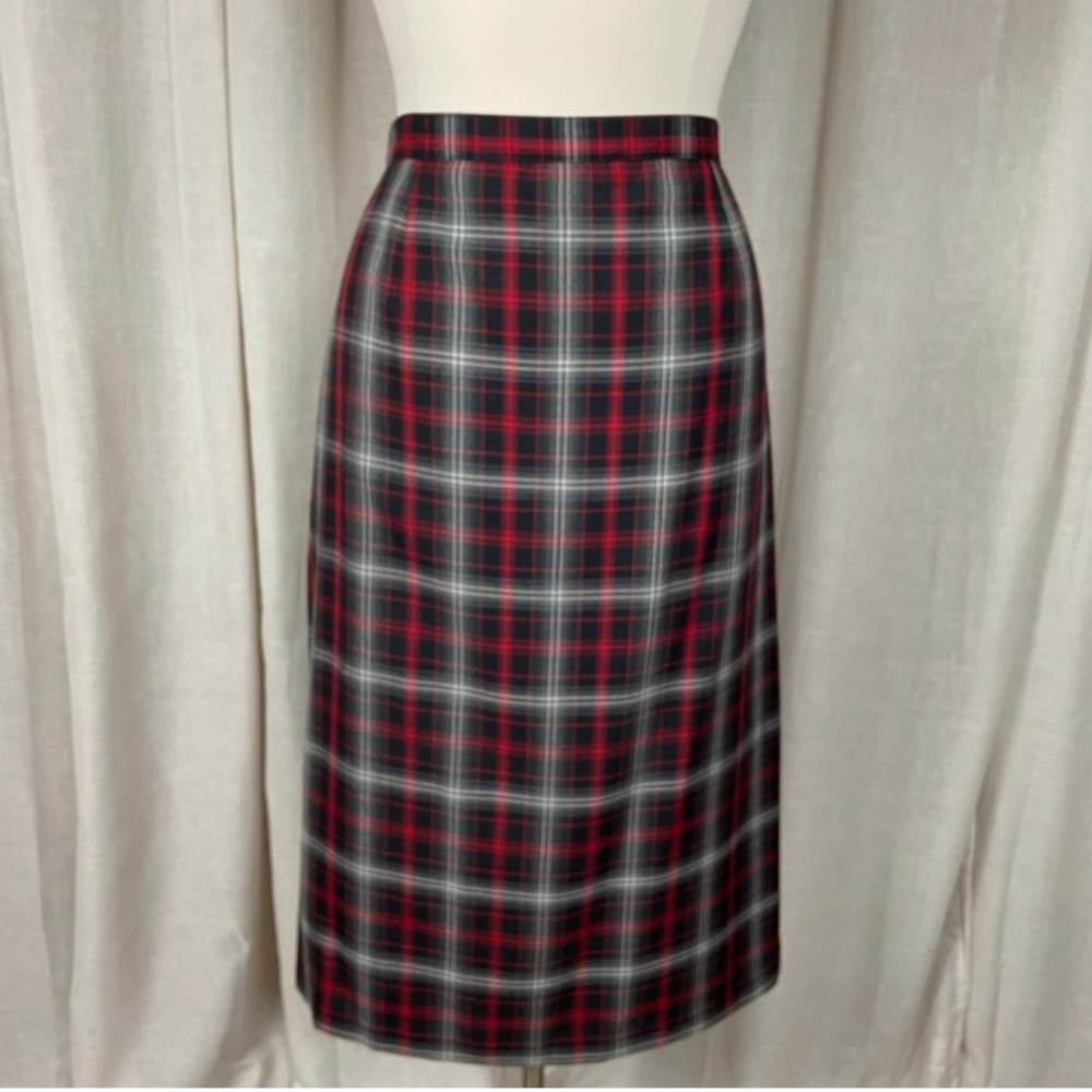 Vintage Womens Skirt Size 20W Red Black Plaid Long Midi Straight Grunge Punk